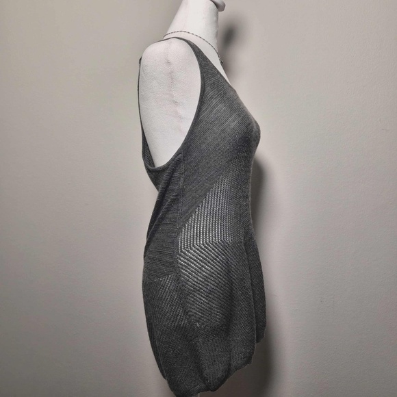 Eileen Fisher Gray Merino Wool Metallic Abstract Texture Knit Racerback Tank Top - Picture 4 of 12